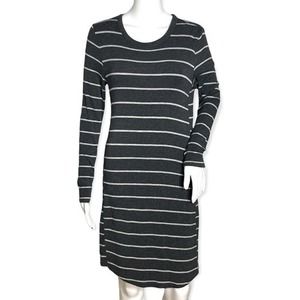Lou‎ & Grey Dress Womens Small Gray White Striped Long Sleeve Signature Soft